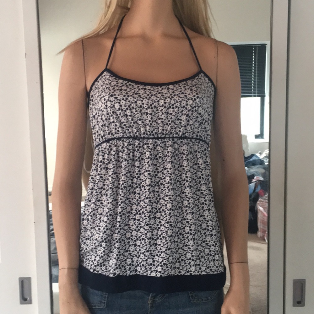 Adorable Summery Ann Taylor Navy/Wht Halter Top